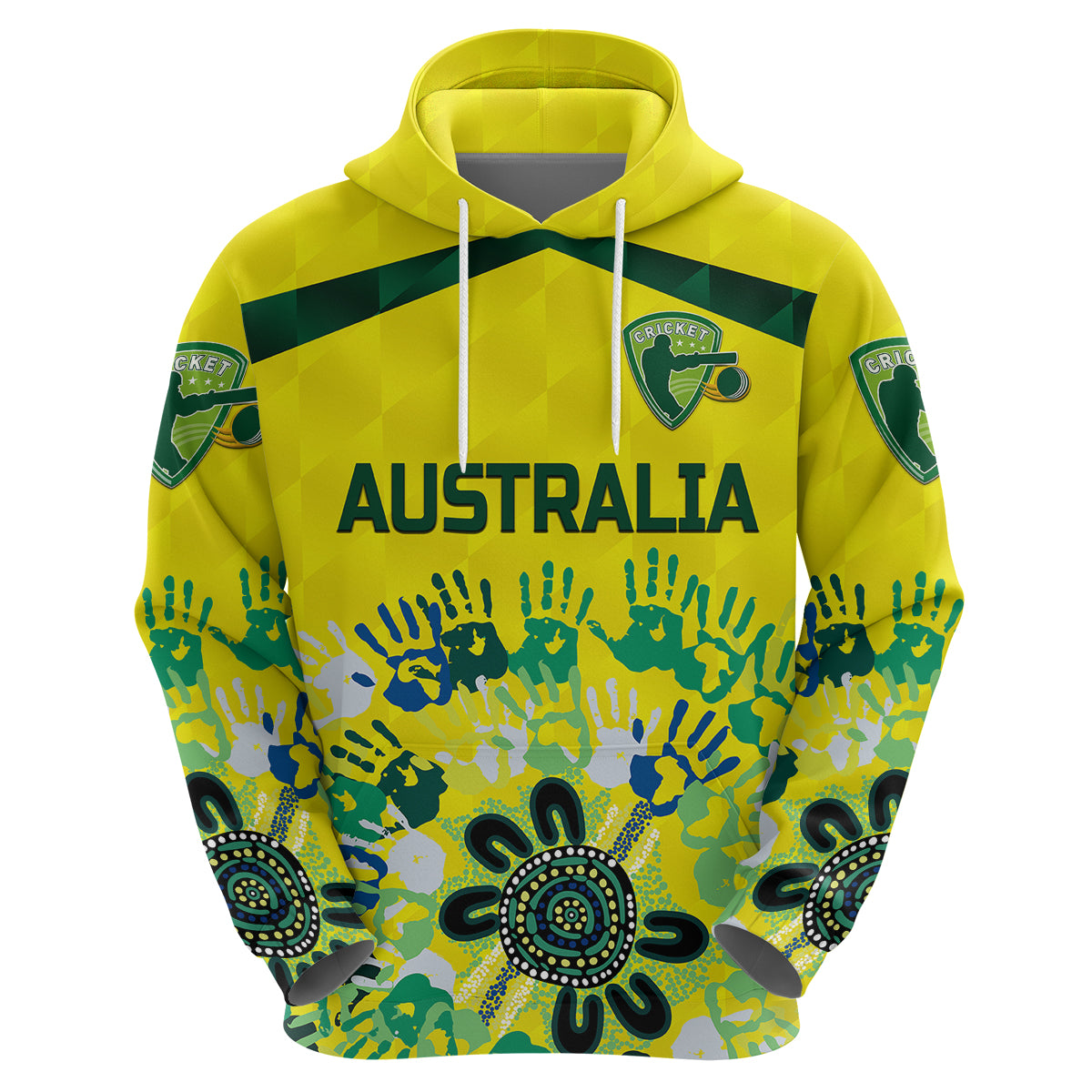 Custom Australia CrickeHoodie Aboriginal Style Unique Yellow LT8 - Wonder Print Shop