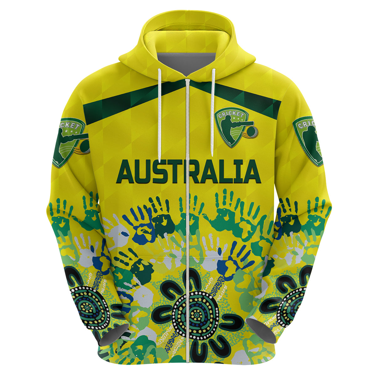 Custom Australia CrickeHoodie Aboriginal Style Unique Yellow LT8 - Wonder Print Shop