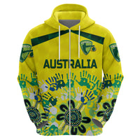 Custom Australia CrickeHoodie Aboriginal Style Unique Yellow LT8 - Wonder Print Shop