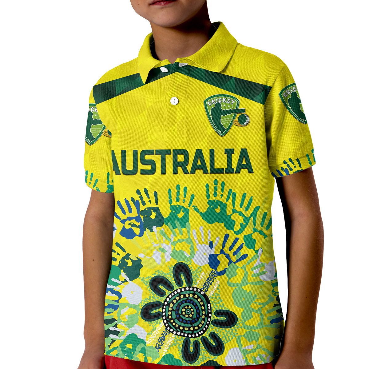 Custom Australia Cricket Polo Shirt for Kid Aboriginal Style Unique Yellow LT8 - Wonder Print Shop