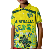 Custom Australia Cricket Polo Shirt for Kid Aboriginal Style Unique Yellow LT8 - Wonder Print Shop