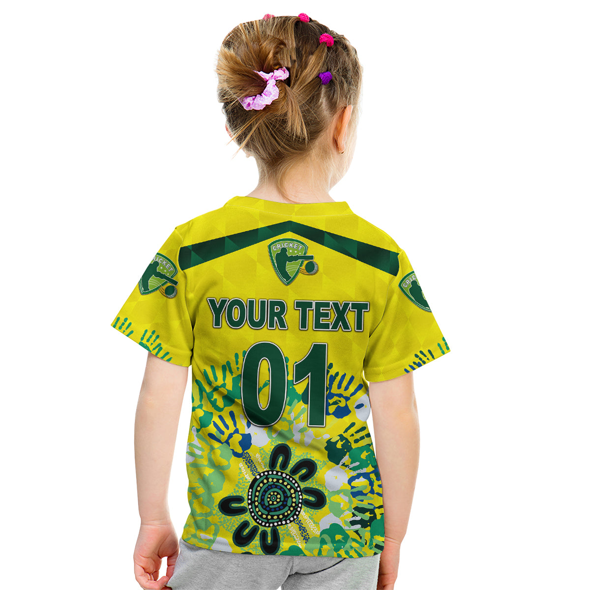 (Custom Personalised) Australia Cricket Kid T Shirt Aboriginal Style Unique - Yellow LT8 - Wonder Print Shop