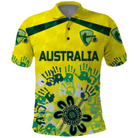 Custom Australia Cricket Polo Shirt Aboriginal Style Unique Yellow LT8 - Wonder Print Shop