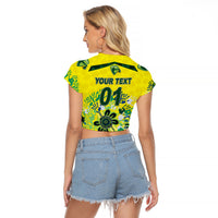 (Custom Personalised) Australia Cricket Raglan Cropped T Shirt Aboriginal Style Unique - Yellow LT8 - Wonder Print Shop