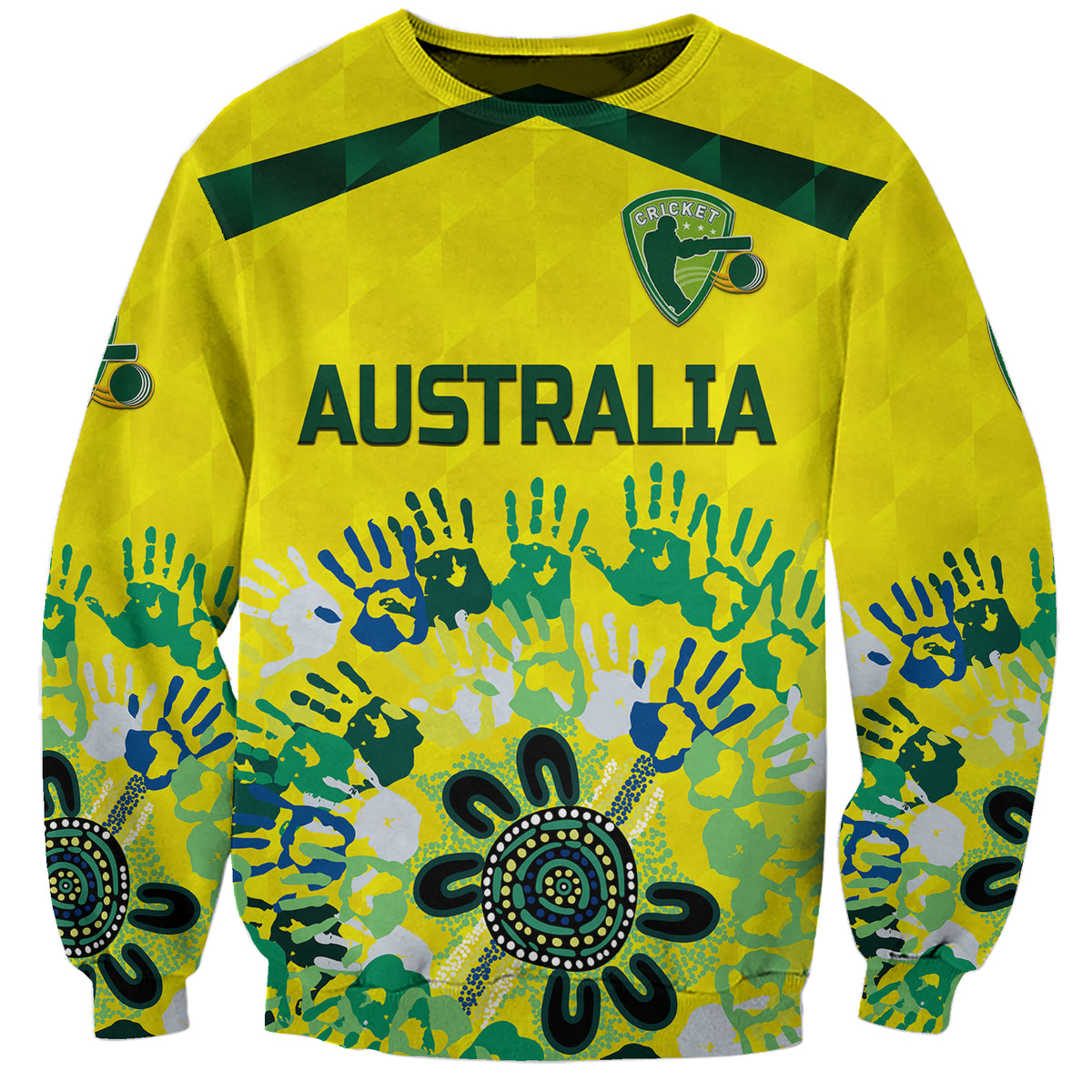 (Custom Personalised) Australia Cricket Sweatshirt Aboriginal Style Unique - Yellow LT8 - Wonder Print Shop