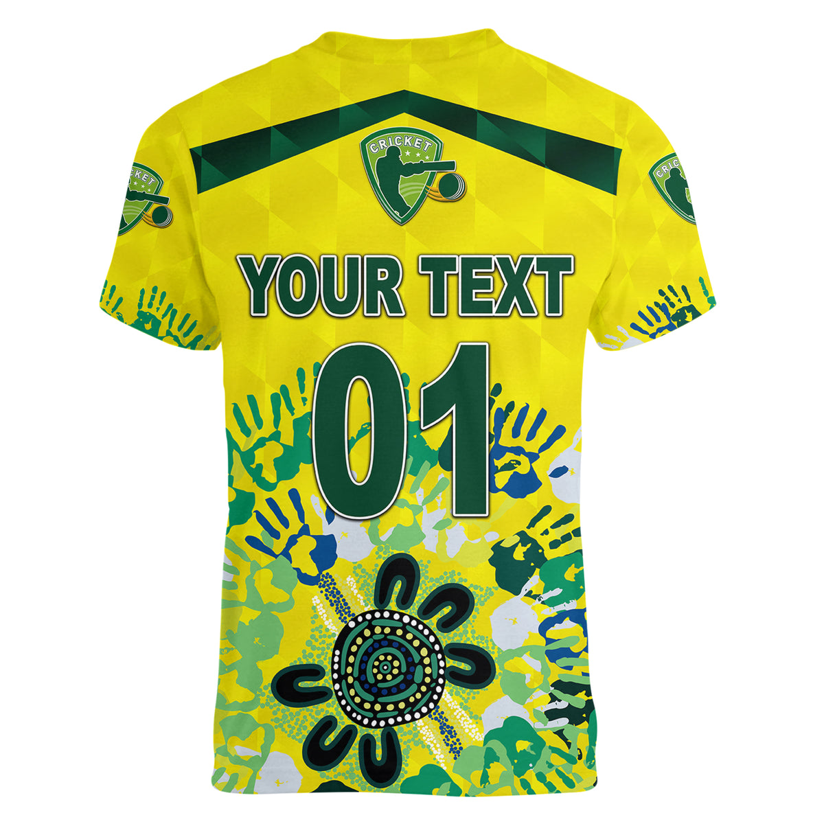 (Custom Personalised) Australia Cricket Women V Neck T Shirt Aboriginal Style Unique - Yellow LT8 - Wonder Print Shop