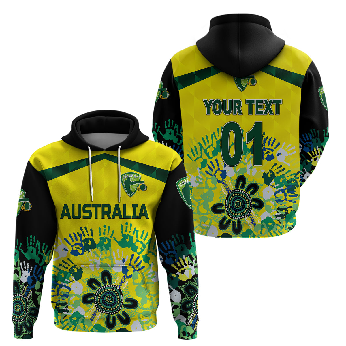 Custom Australia CrickeHoodie Aboriginal Style Unique Black LT8 - Wonder Print Shop
