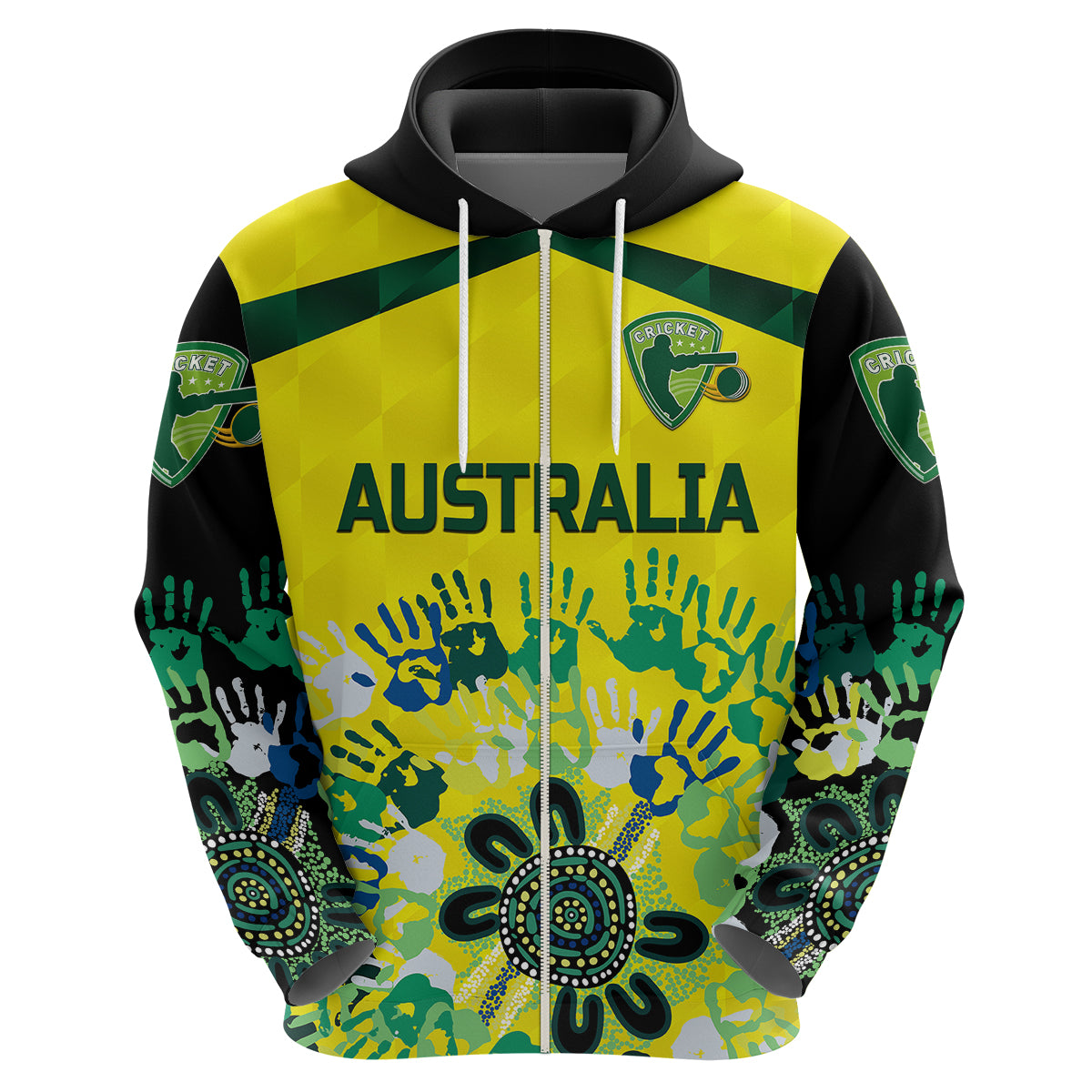 Custom Australia CrickeHoodie Aboriginal Style Unique Black LT8 - Wonder Print Shop