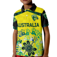 Custom Australia Cricket Polo Shirt for Kid Aboriginal Style Unique Black LT8 - Wonder Print Shop