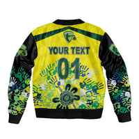 (Custom Personalised) Australia Cricket Sleeve Zip Bomber Jacket Aboriginal Style Unique - Black LT8 - Wonder Print Shop