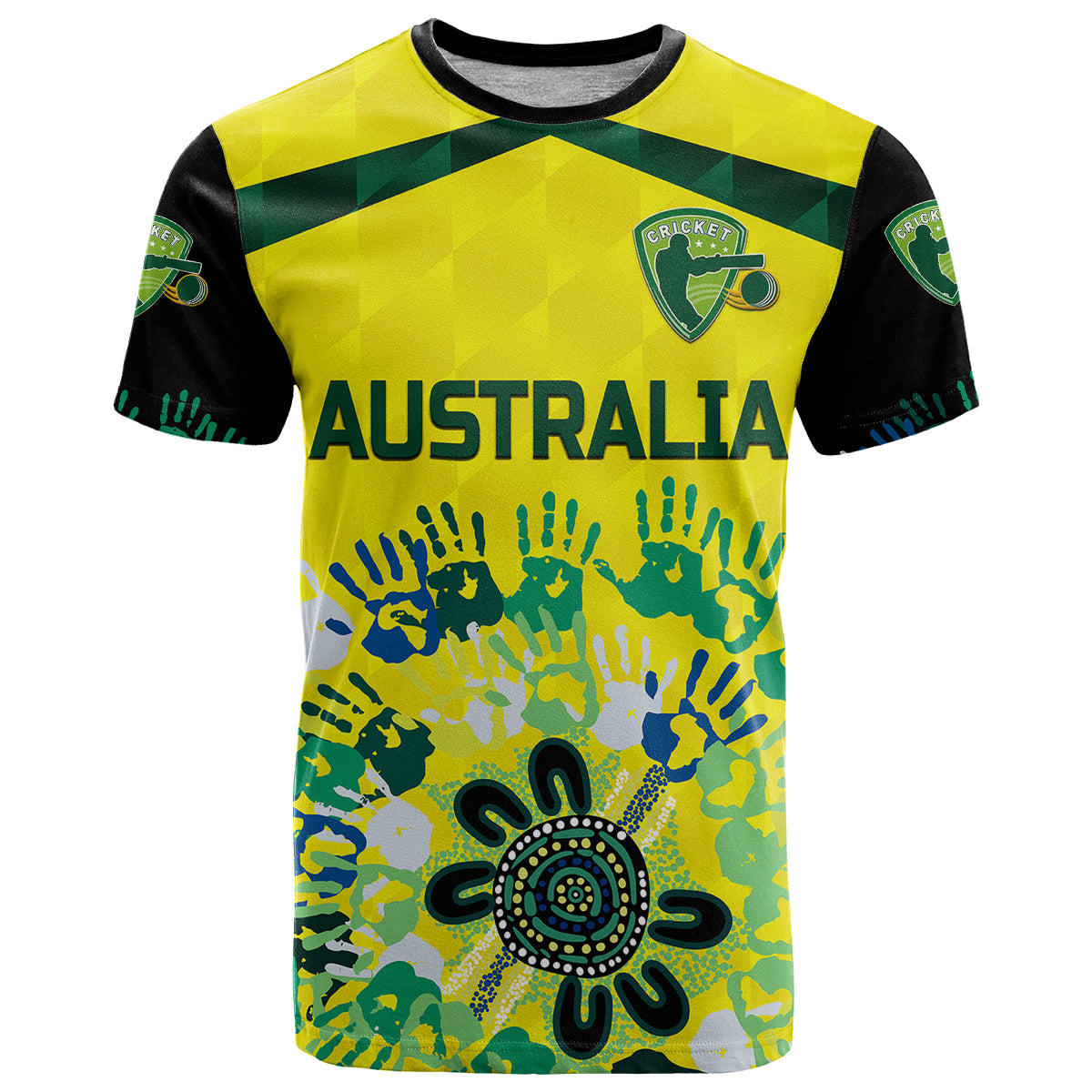 Custom Australia Cricket T Shirt Aboriginal Style Unique Black LT8 - Wonder Print Shop
