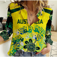 (Custom Personalised) Australia Cricket Women Casual Shirt Aboriginal Style Unique - Black LT8 - Wonder Print Shop