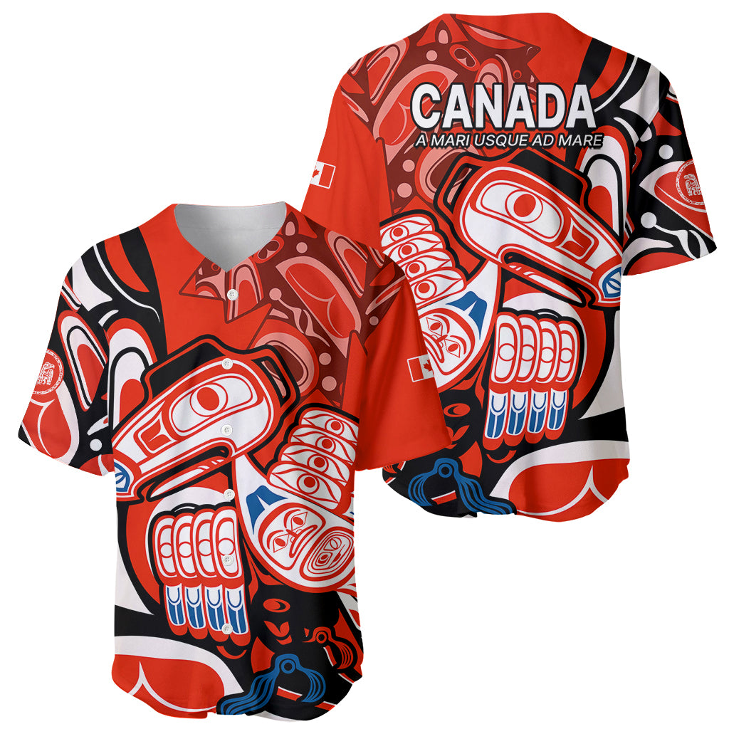 Canada Haida Baseball Jersey Classic Haida Stylized Raven in red LT9 - Wonder Print Shop
