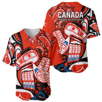 Canada Haida Baseball Jersey Classic Haida Stylized Raven in red LT9 - Wonder Print Shop