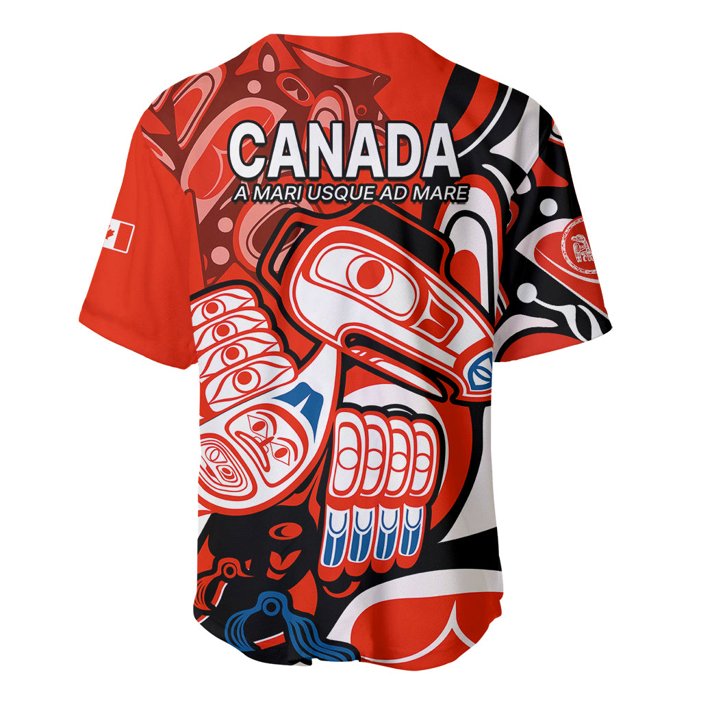 Canada Haida Baseball Jersey Classic Haida Stylized Raven in red LT9 - Wonder Print Shop