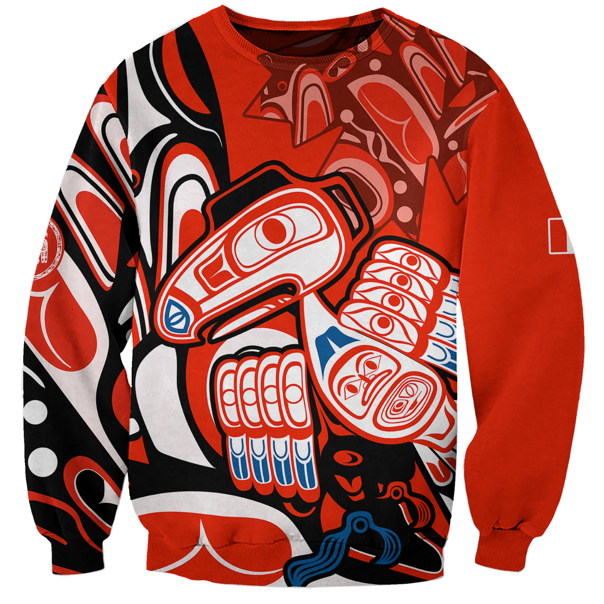 Canada Haida Sweatshirt Classic Haida Stylized Raven in red - Wonder Print Shop