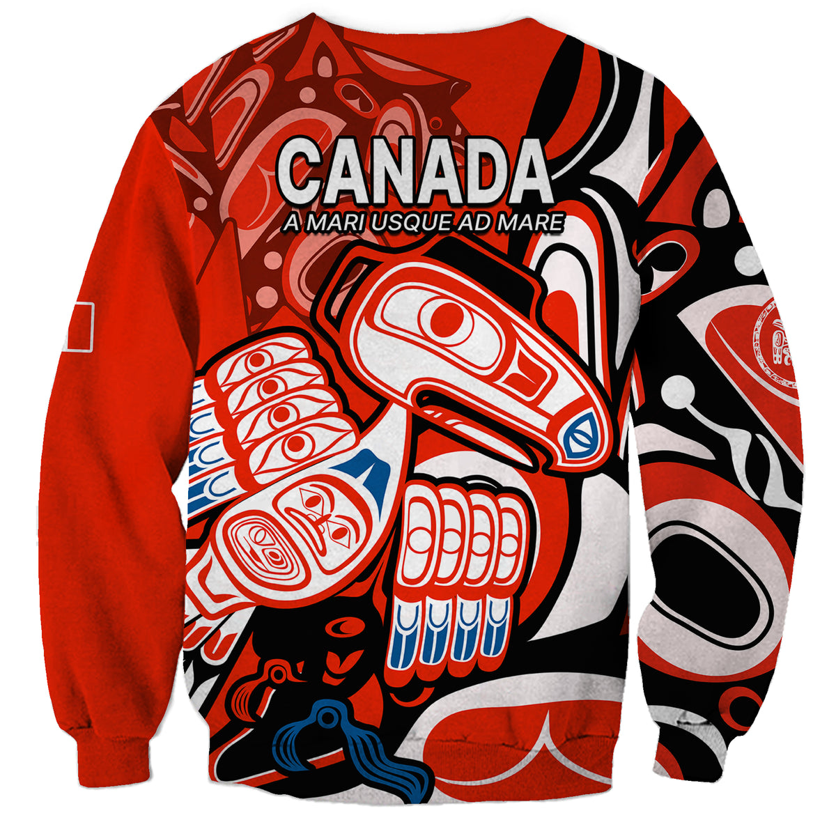 Canada Haida Sweatshirt Classic Haida Stylized Raven in red - Wonder Print Shop
