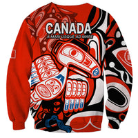 Canada Haida Sweatshirt Classic Haida Stylized Raven in red - Wonder Print Shop