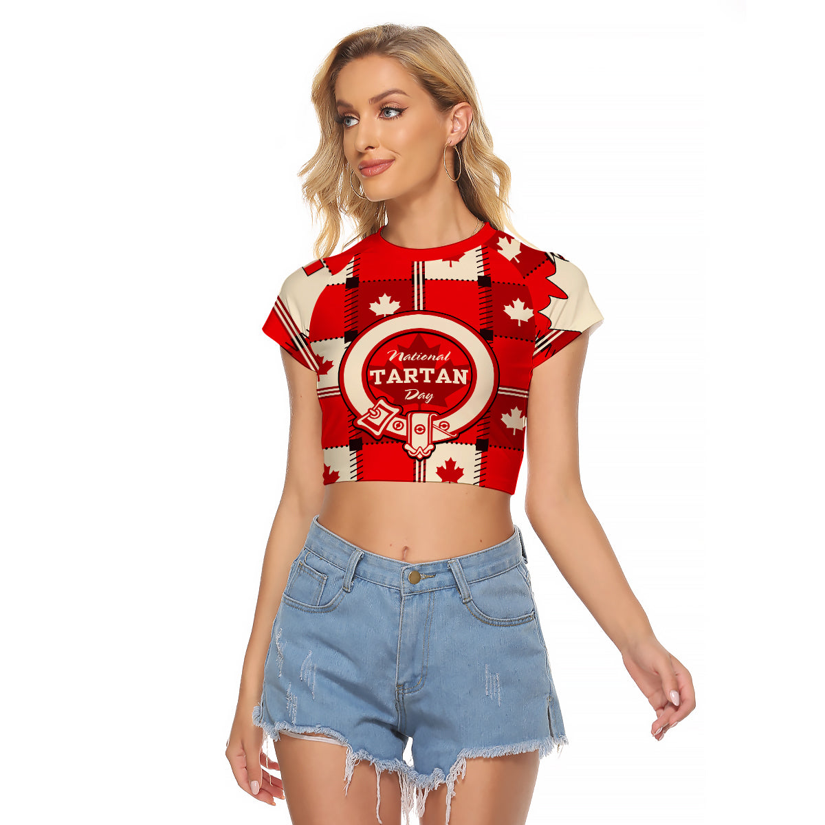 Canada Tartan Day Raglan Cropped T Shirt Canada Maple Leaf Journee du Tartan - Wonder Print Shop