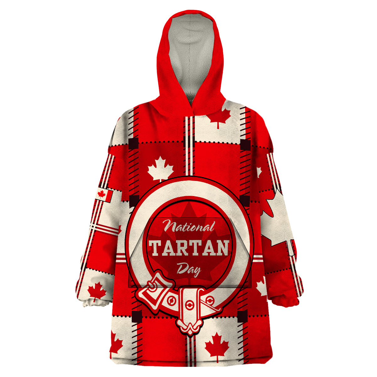 Canada Tartan Day Wearable Blanket Hoodie Canada Maple Leaf Journee du Tartan - Wonder Print Shop