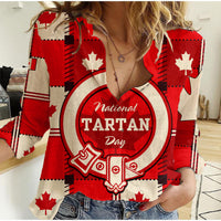 Canada Tartan Day Women Casual Shirt Canada Maple Leaf Journee du Tartan - Wonder Print Shop