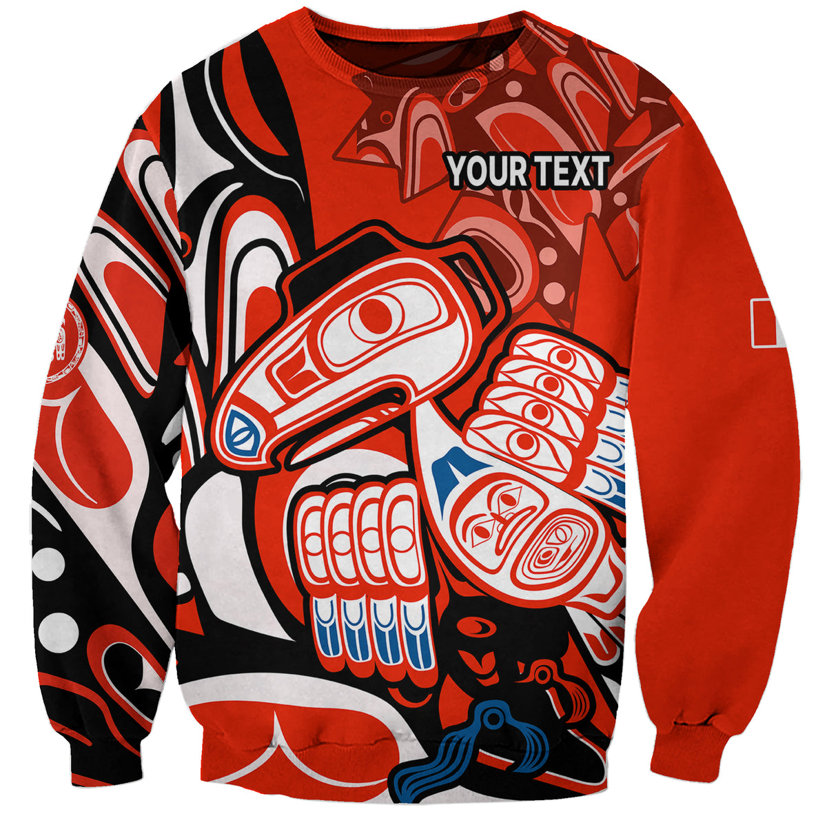 (Custom Personalised) Canada Haida Sweatshirt Classic Haida Stylized Raven in red - Wonder Print Shop
