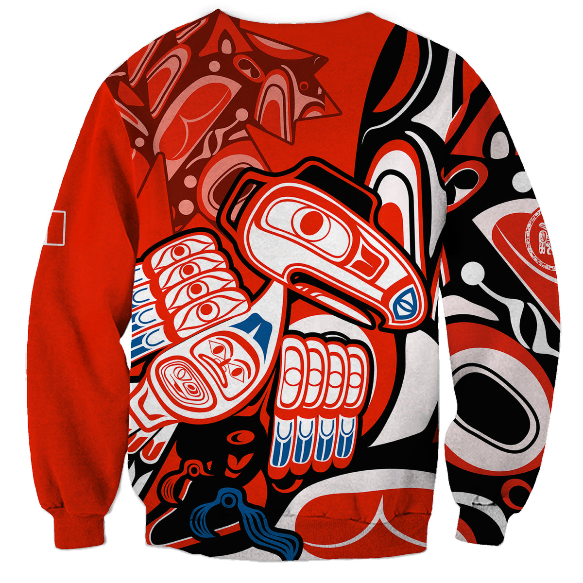 (Custom Personalised) Canada Haida Sweatshirt Classic Haida Stylized Raven in red - Wonder Print Shop