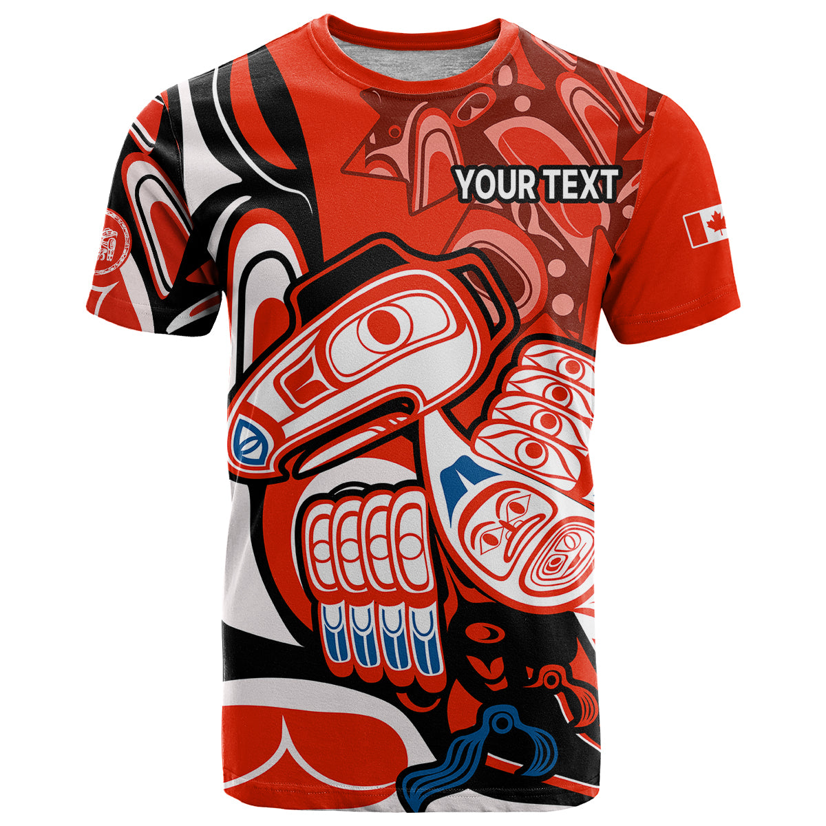 Custom Canada Haida T Shirt Classic Haida Stylized Raven in red - Wonder Print Shop