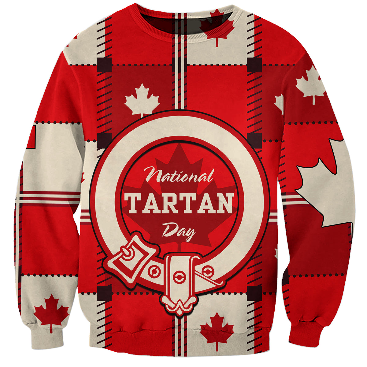 (Custom Personalised) Canada Tartan Day Sweatshirt Canada Maple Leaf Journee du Tartan - Wonder Print Shop