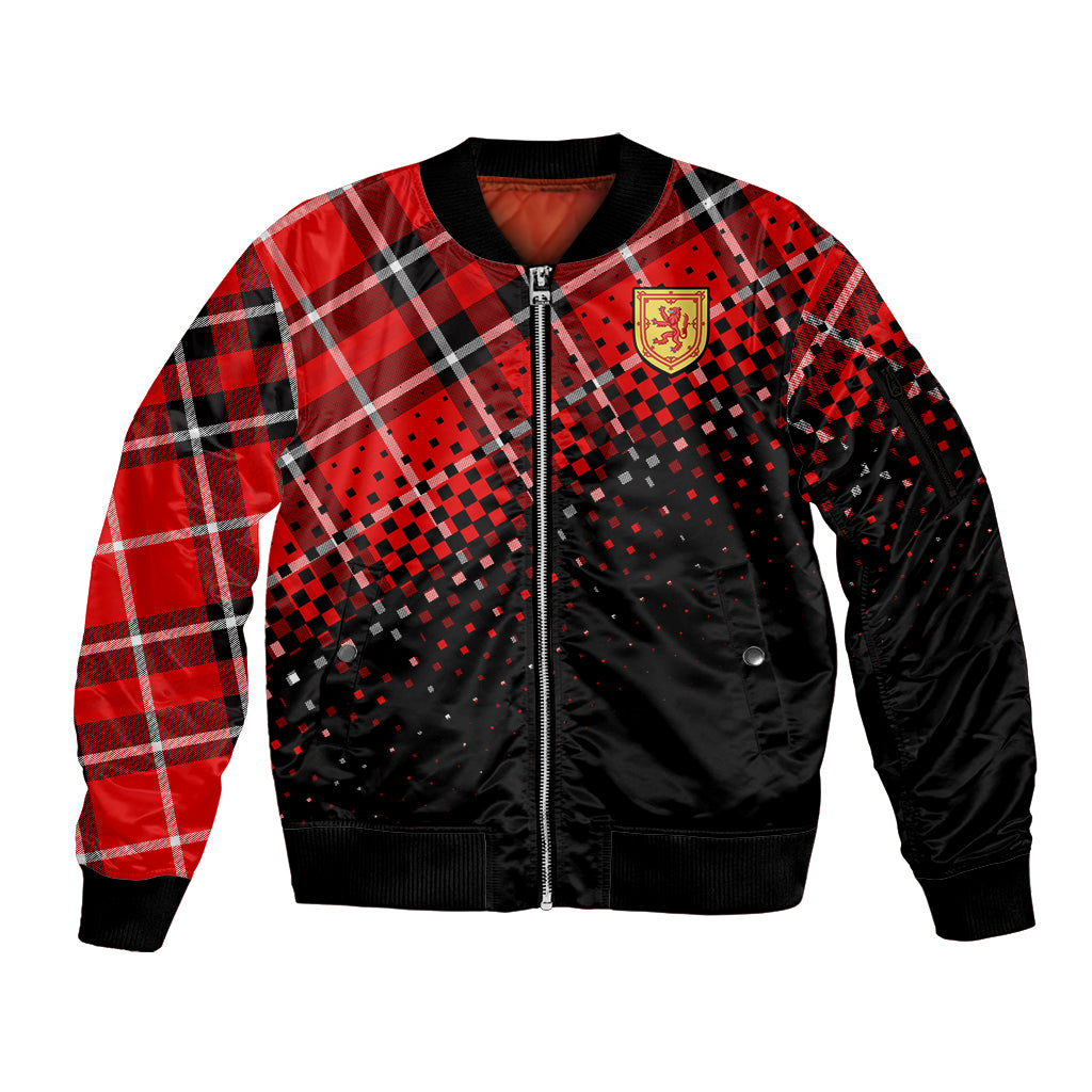 Scottish Gaelic Sleeve Zip Bomber Jacket Crest Scotland Lion Tartan - Wonder Print Shop