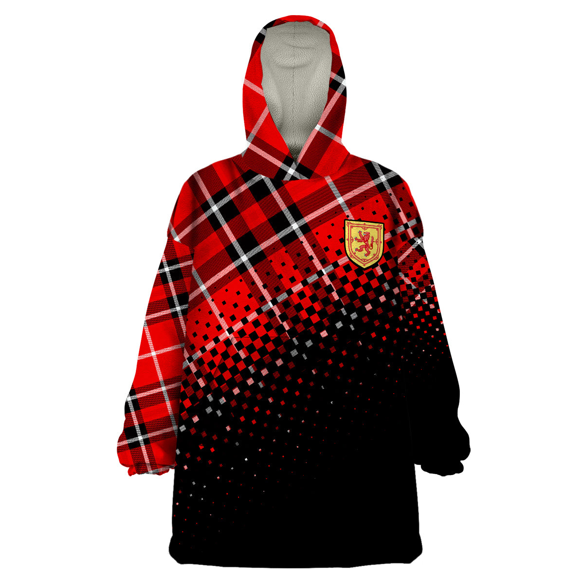Scottish Gaelic Wearable Blanket Hoodie Crest Scotland Lion Tartan - Wonder Print Shop