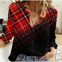 Scottish Gaelic Women Casual Shirt Crest Scotland Lion Tartan - Wonder Print Shop