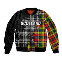Scottish Tartan Sleeve Zip Bomber Jacket Scotland Modern Crest Tartan - Wonder Print Shop