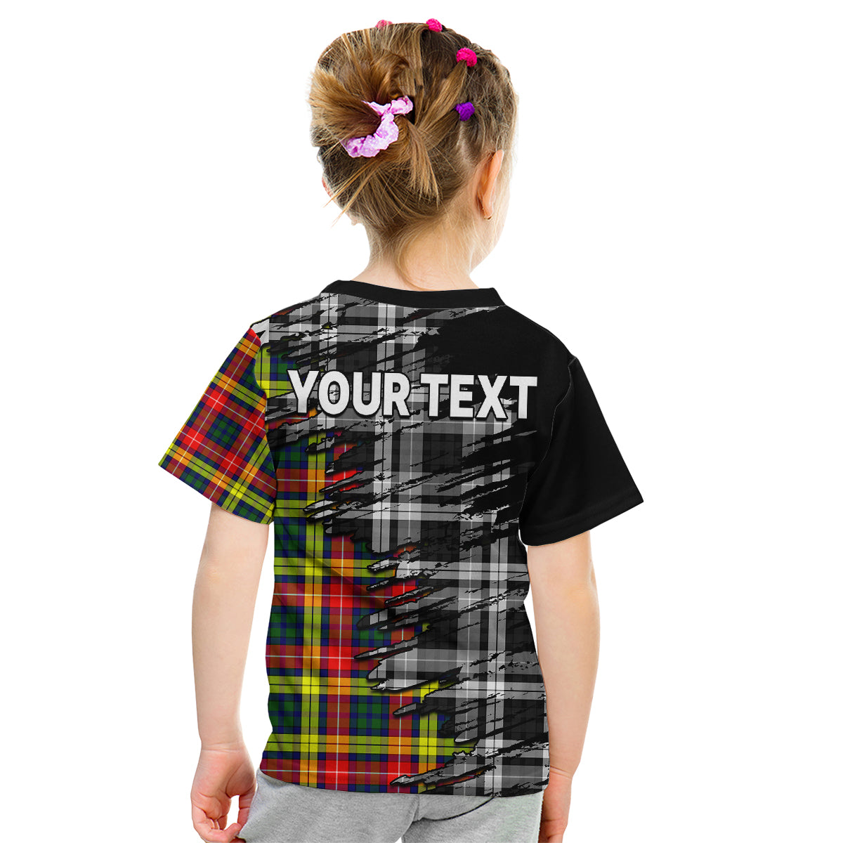 (Custom Personalised) Scottish Tartan Kid T Shirt Scotland Modern Crest Tartan - Wonder Print Shop