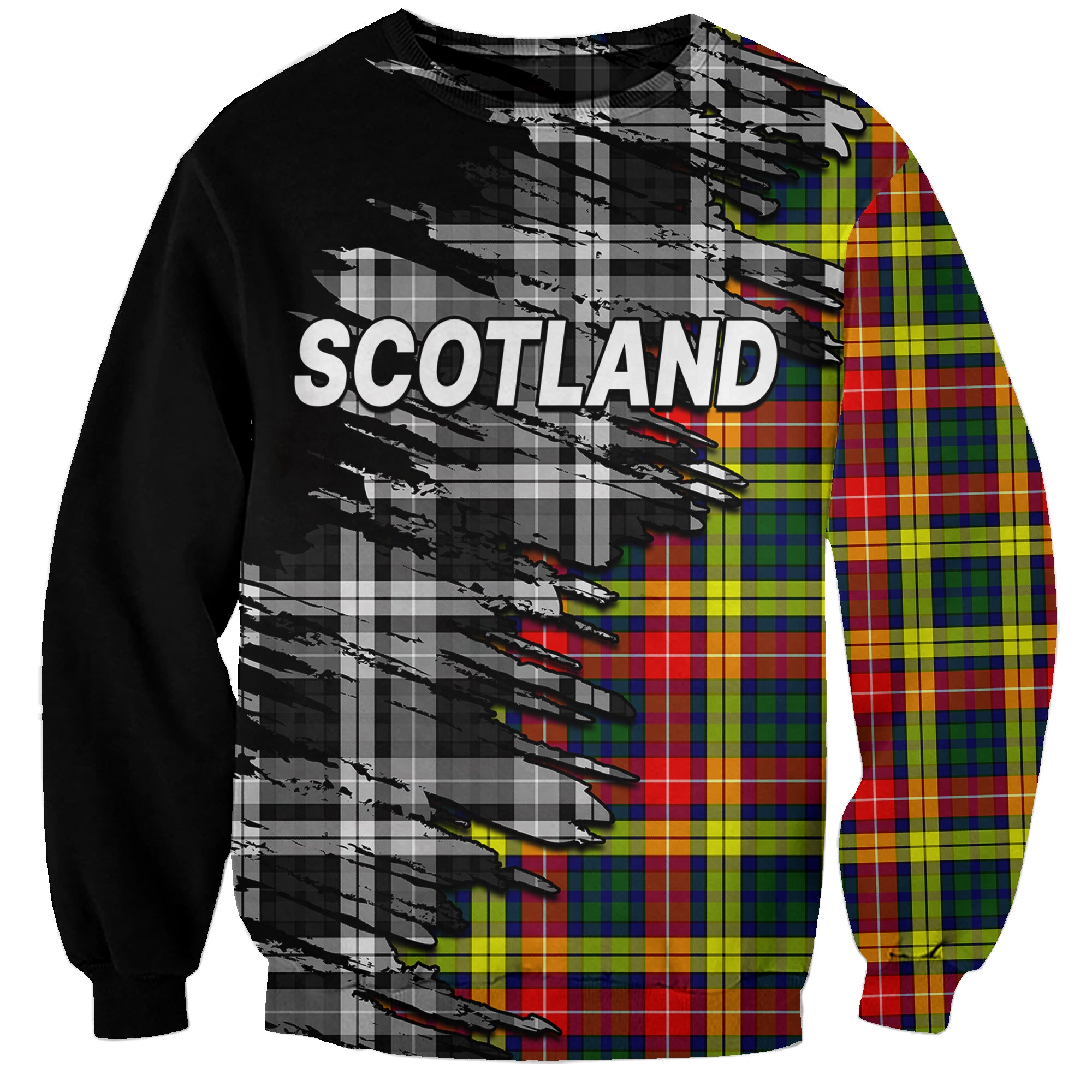 (Custom Personalised) Scottish Tartan Sweatshirt Scotland Modern Crest Tartan - Wonder Print Shop