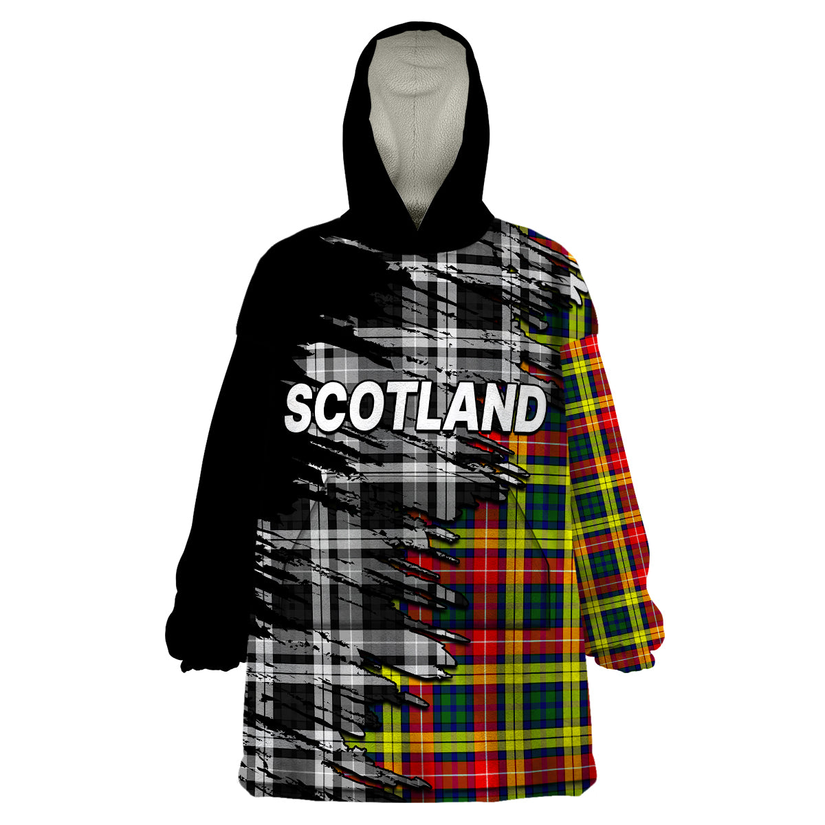 (Custom Personalised) Scottish Tartan Wearable Blanket Hoodie Scotland Modern Crest Tartan - Wonder Print Shop