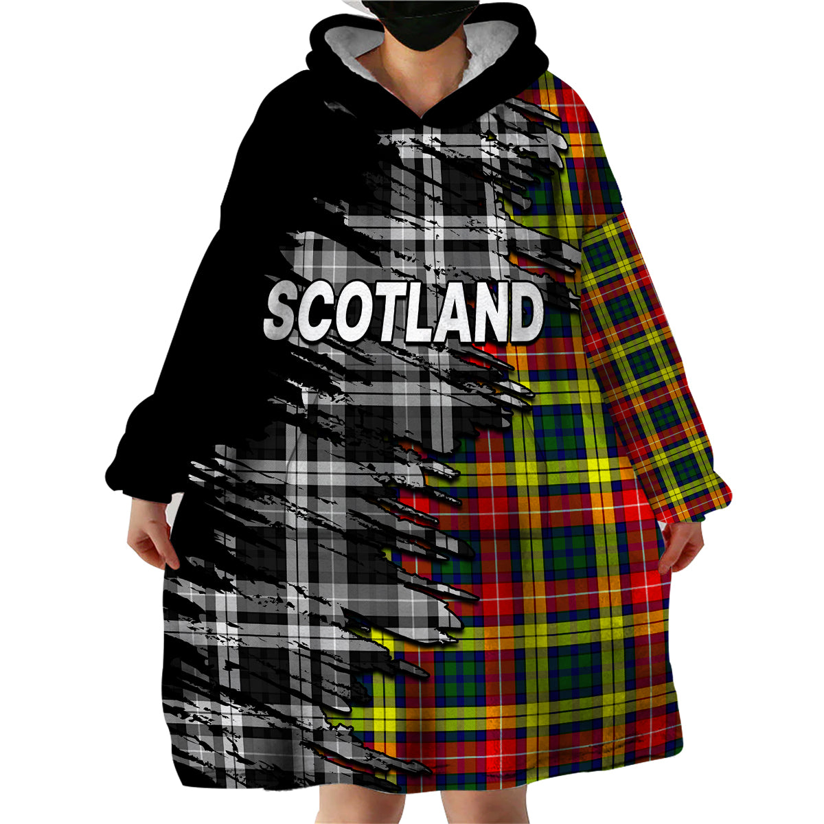(Custom Personalised) Scottish Tartan Wearable Blanket Hoodie Scotland Modern Crest Tartan - Wonder Print Shop