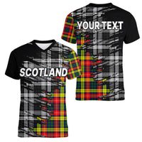 (Custom Personalised) Scottish Tartan Women V Neck T Shirt Scotland Modern Crest Tartan - Wonder Print Shop