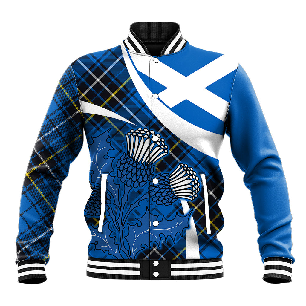 Scottish Thistle Tartan Baseball Jacket Scottish Alba Flag Style LT9 - Wonder Print Shop