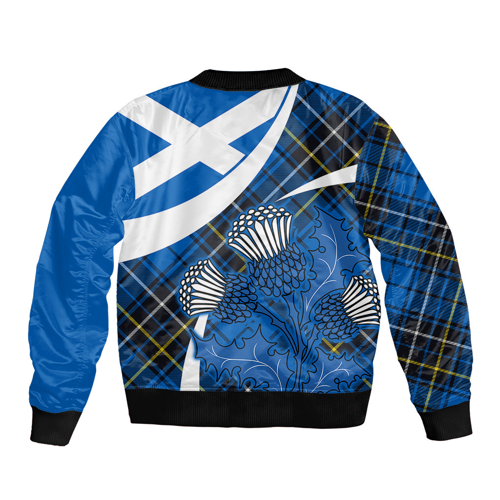 Scottish Thistle Tartan Bomber Jacket Scottish Alba Flag Style LT9 - Wonder Print Shop