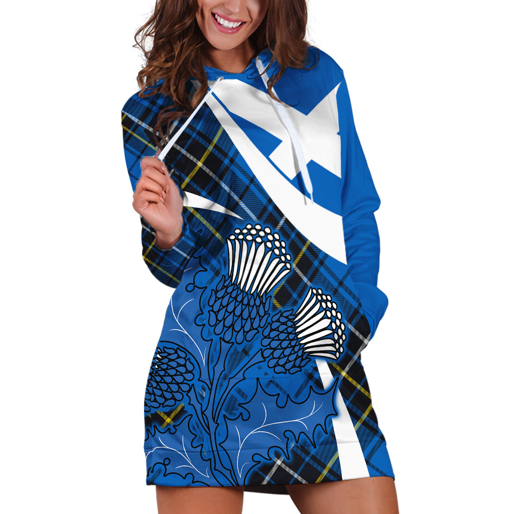 Scottish Thistle Tartan Hoodie Dress Scottish Alba Flag Style - Wonder Print Shop