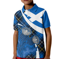 Scottish Thistle Tartan Polo Shirt for Kid Scottish Alba Flag Style - Wonder Print Shop