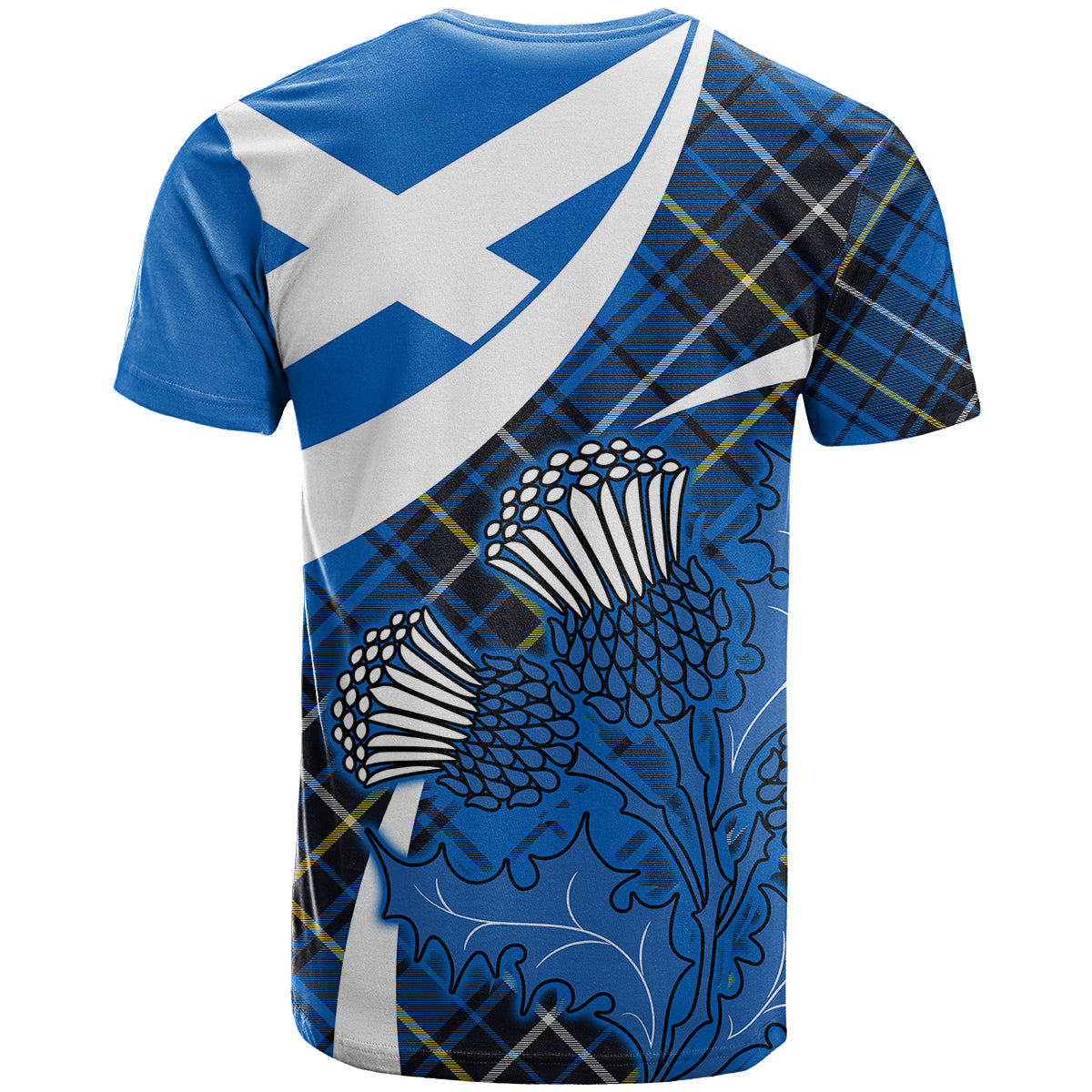 Scottish Thistle Tartan T Shirt Scottish Alba Flag Style - Wonder Print Shop