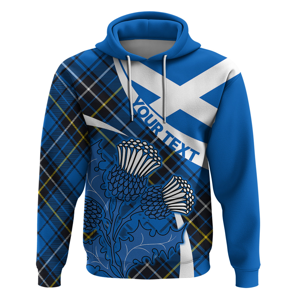 Custom Scottish Thistle Tartan Hoodie Scottish Alba Flag Style - Wonder Print Shop