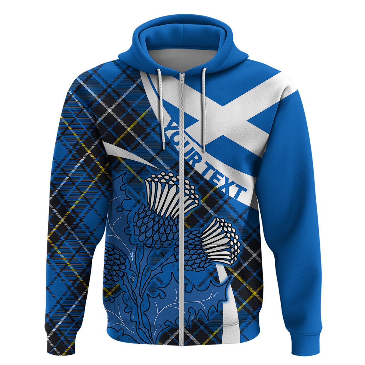Custom Scottish Thistle Tartan Hoodie Scottish Alba Flag Style - Wonder Print Shop