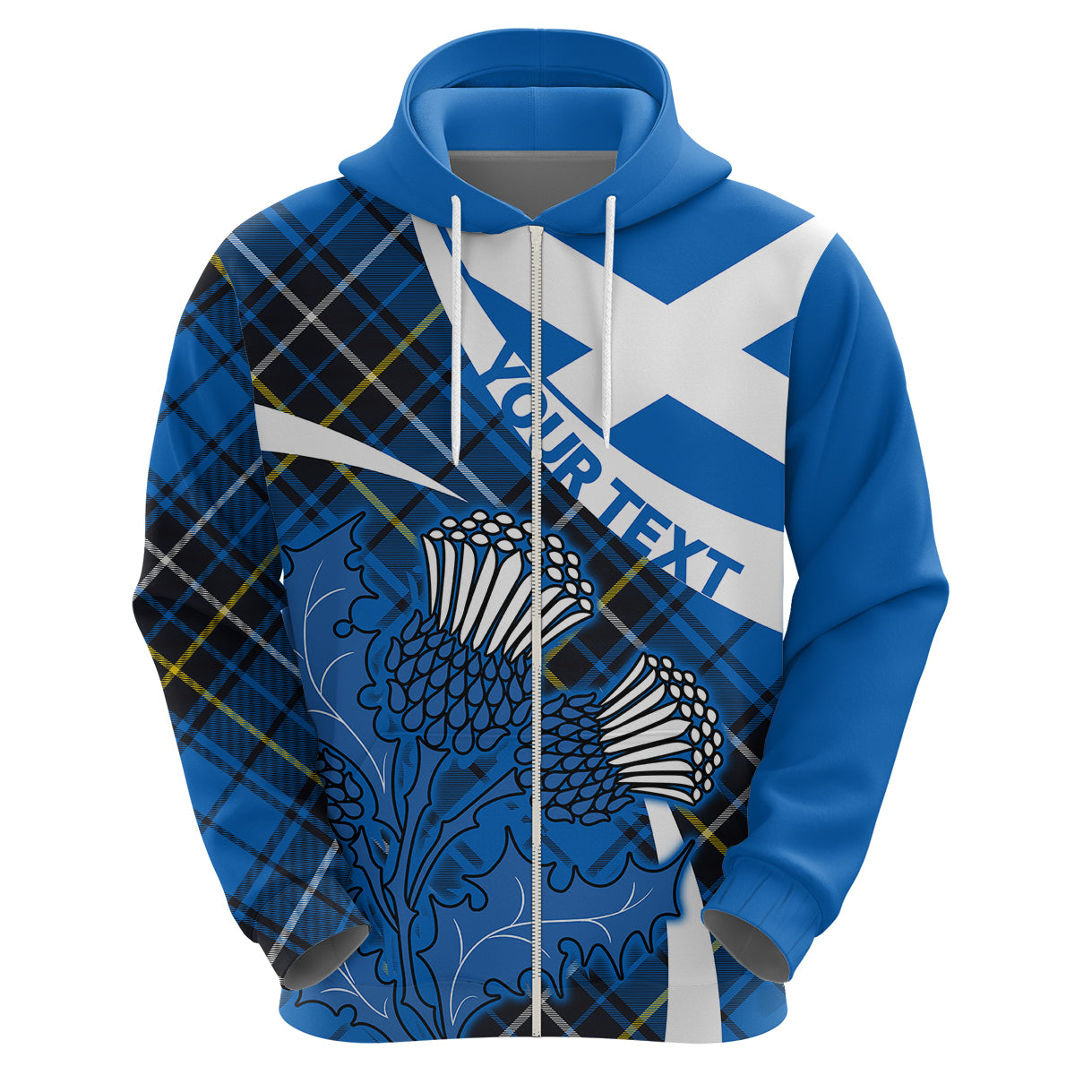 Custom Scottish Thistle Tartan Hoodie Scottish Alba Flag Style - Wonder Print Shop
