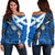 (Custom Personalised) Scottish Thistle Tartan Off Shoulder Sweater Scottish Alba Flag Style - Wonder Print Shop