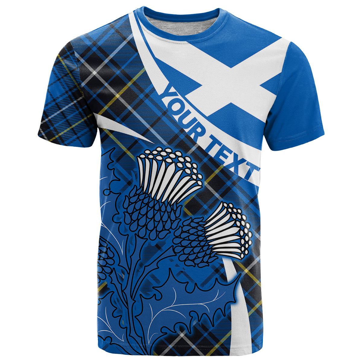 Custom Scottish Thistle Tartan T Shirt Scottish Alba Flag Style - Wonder Print Shop