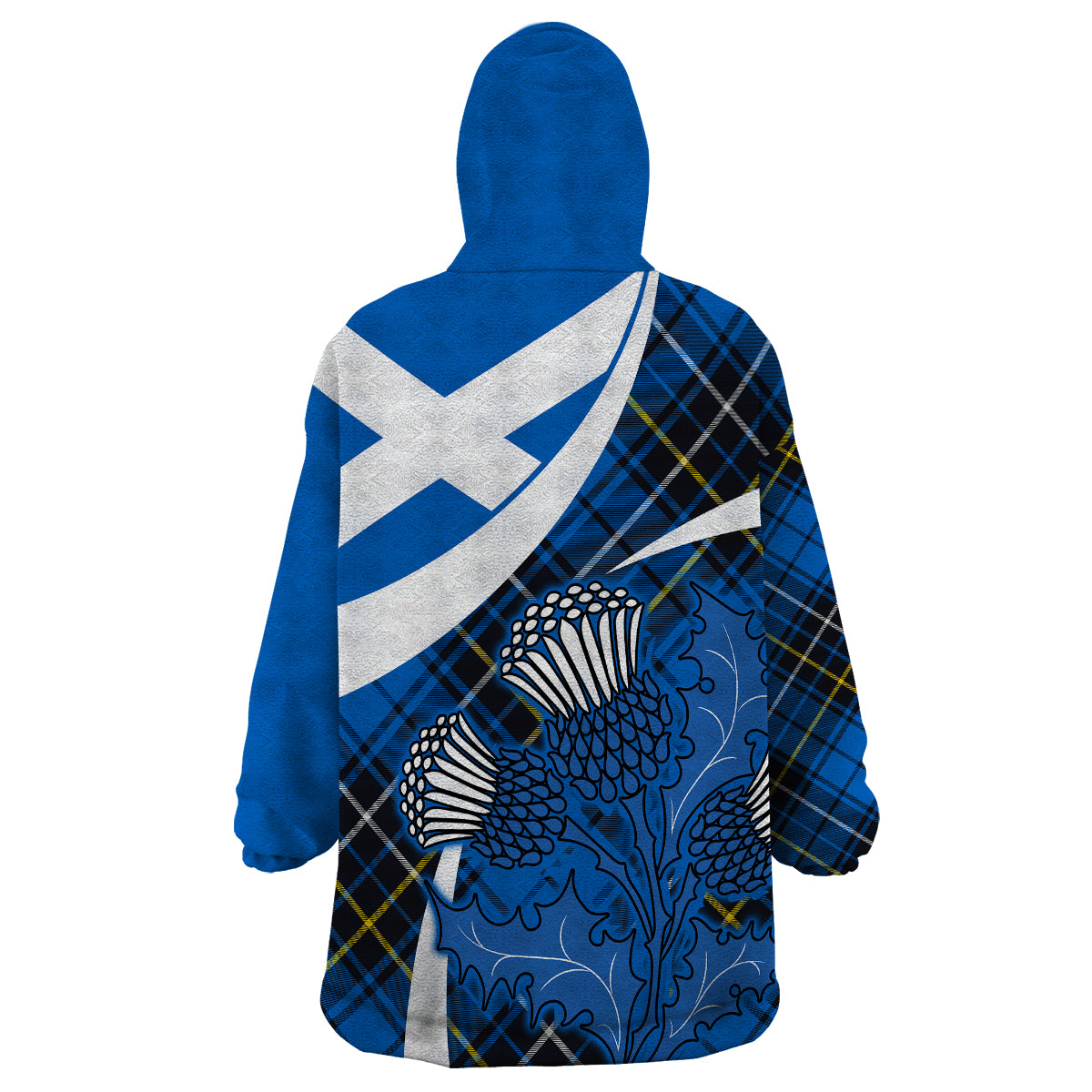 (Custom Personalised) Scottish Thistle Tartan Wearable Blanket Hoodie Scottish Alba Flag Style - Wonder Print Shop
