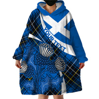 (Custom Personalised) Scottish Thistle Tartan Wearable Blanket Hoodie Scottish Alba Flag Style - Wonder Print Shop
